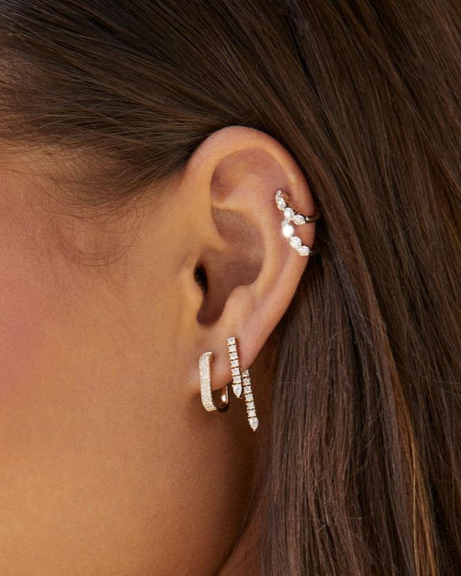 Jumbo Prong Set Diamond Mini Huggie Earring