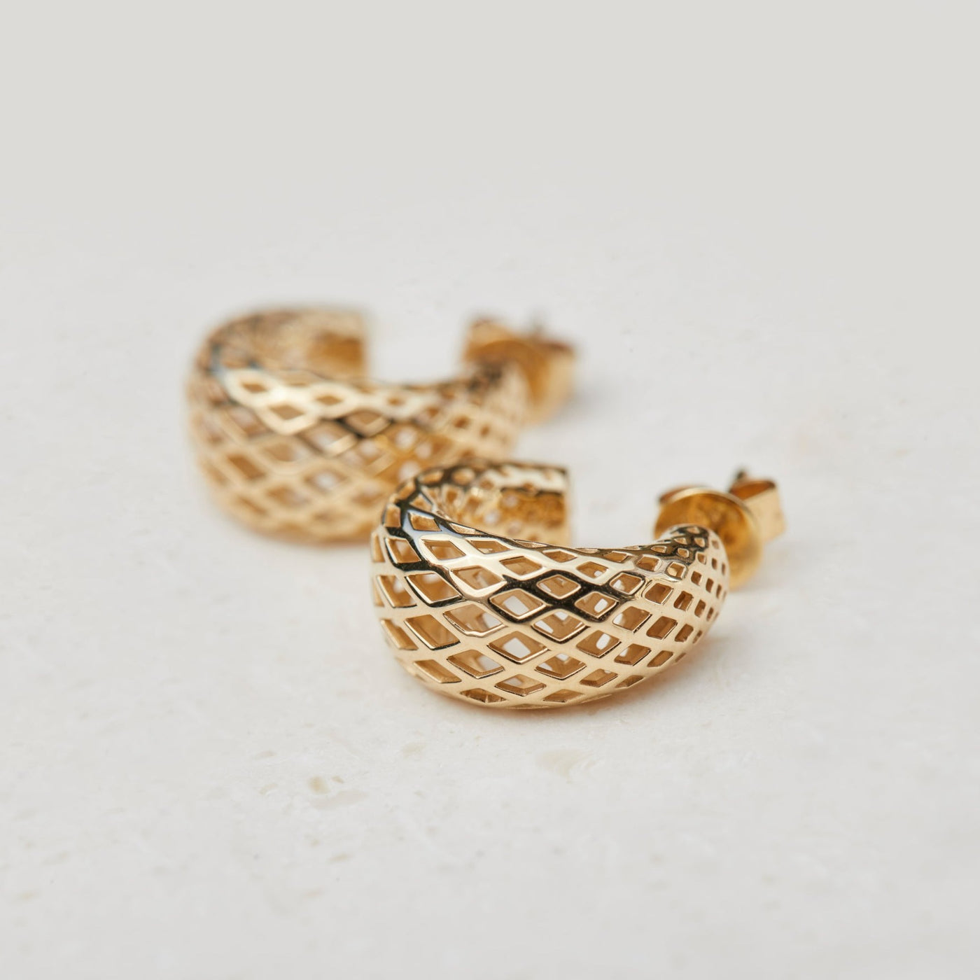 Woven Gold Jumbo Dome Huggie Earrings