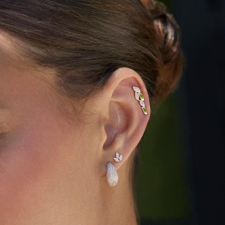 Pavé Diamond Gold Leaf Ear Climber - Main Image
