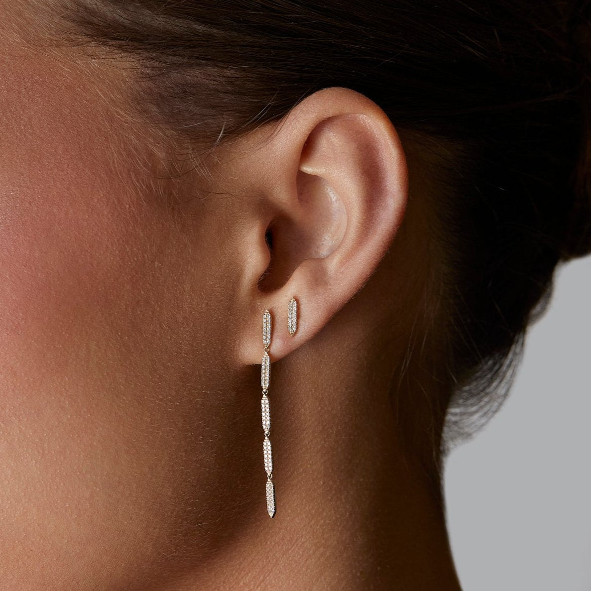 Pavé Diamond "On Point" Stud Earring