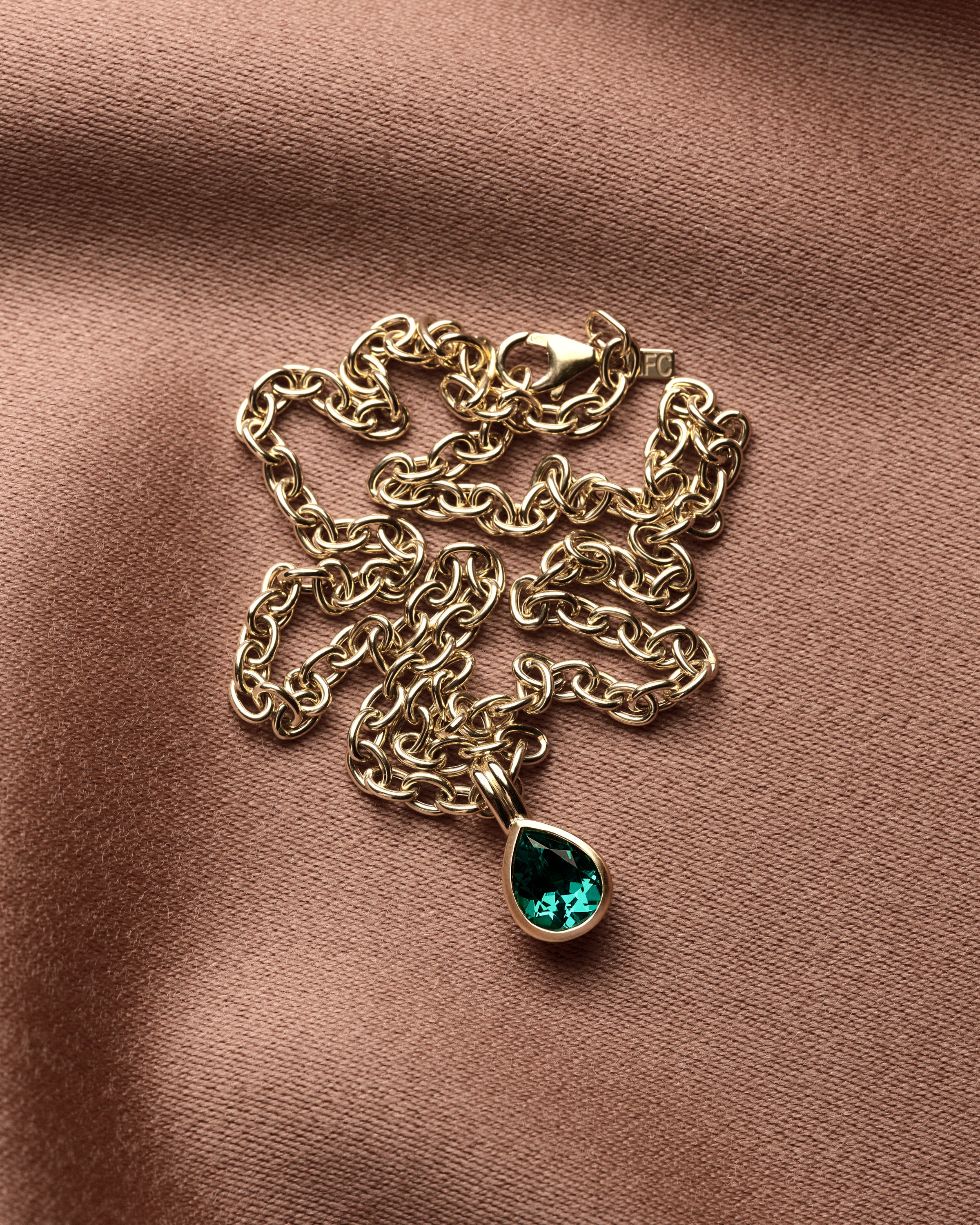 Bezel Set Emerald Pear Clip Charm