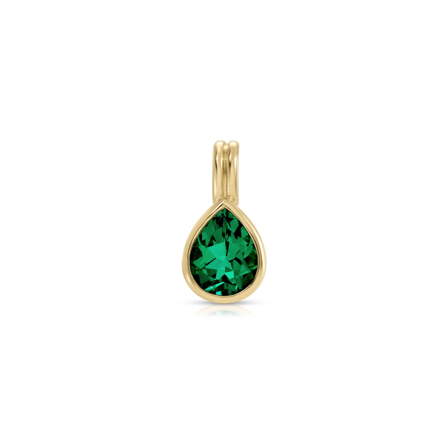 Bezel Set Emerald Pear Clip Charm