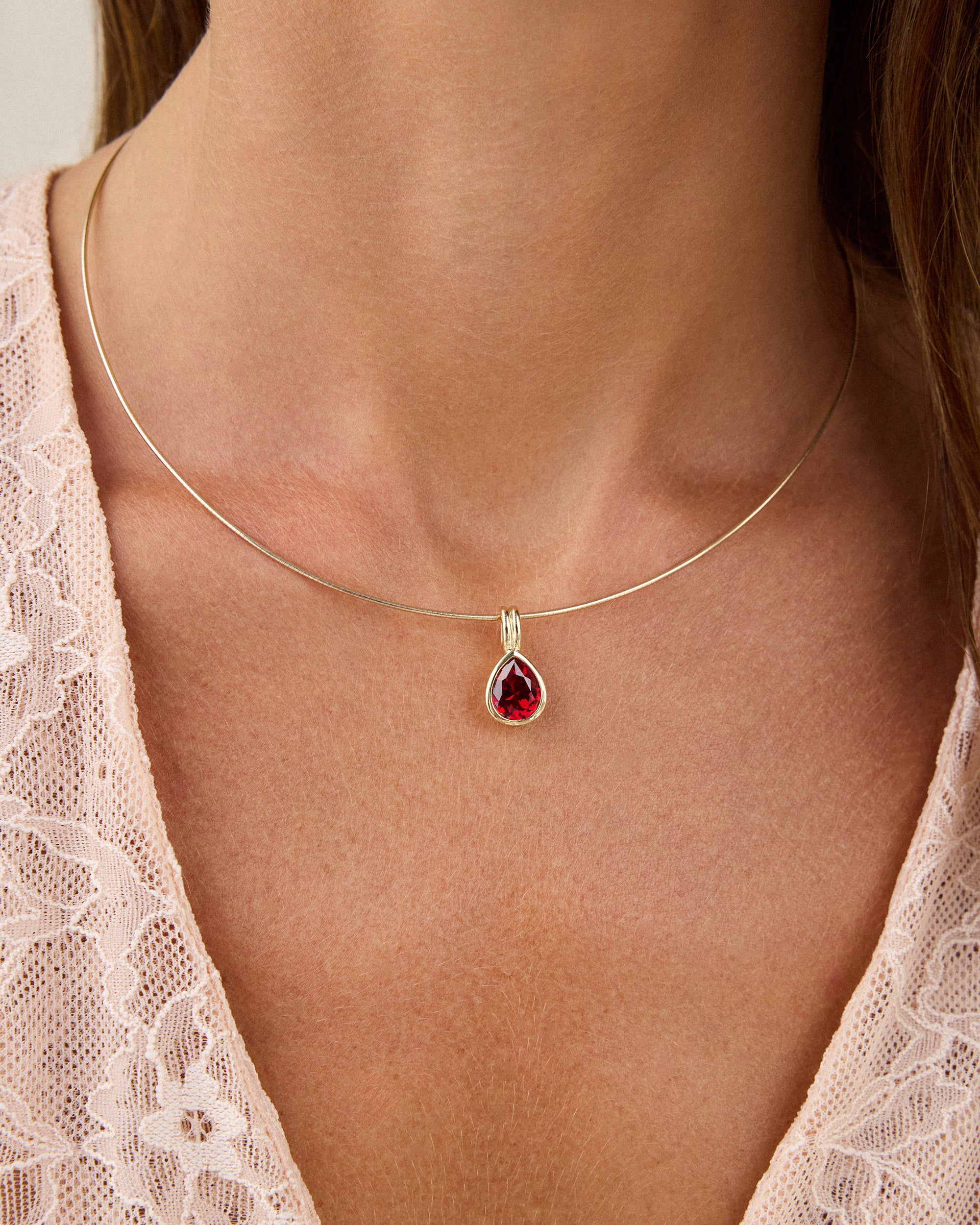 Bezel Set Ruby Pear Clip Charm