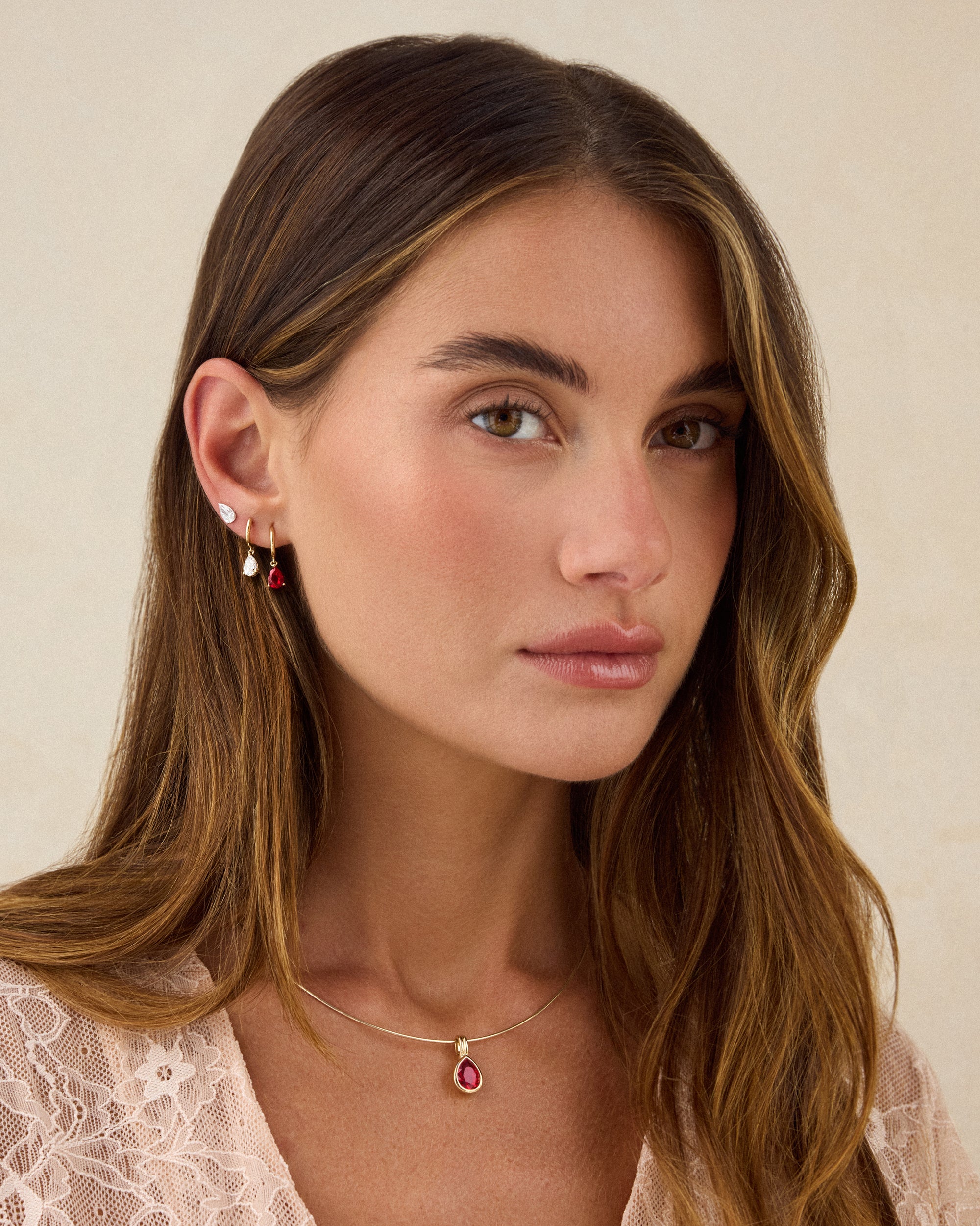 Bezel Set Ruby Pear Clip Charm