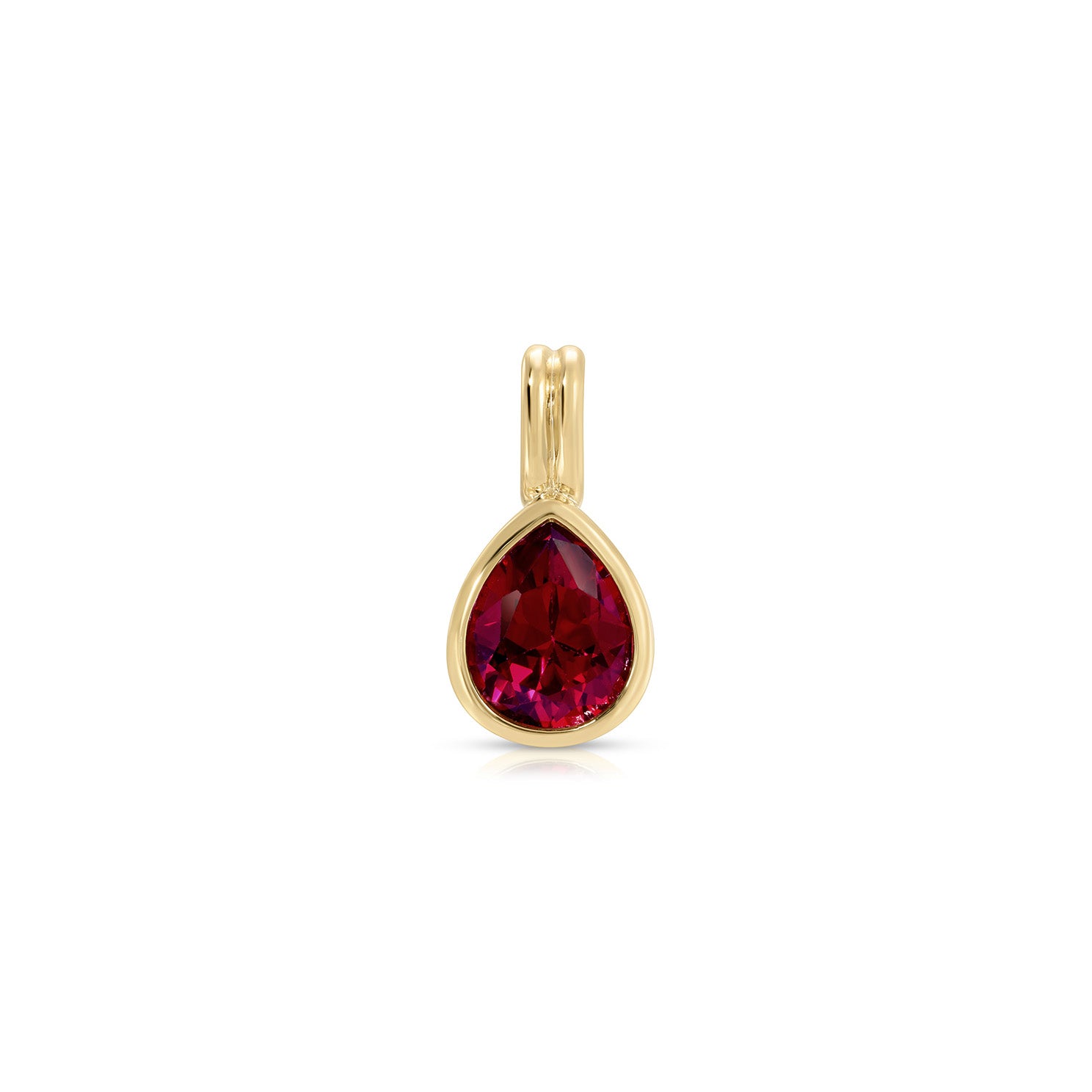 Bezel Set Ruby Pear Clip Charm