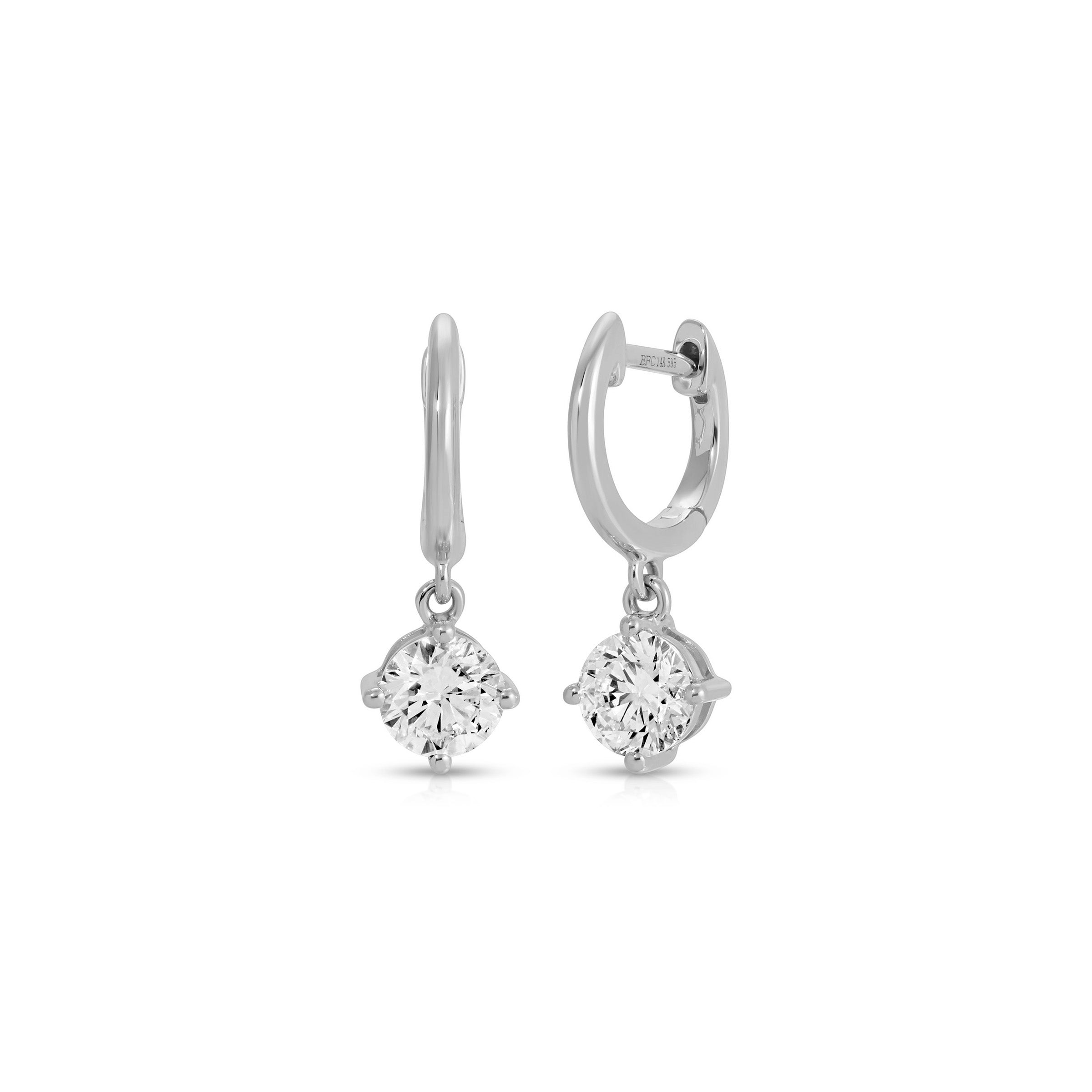 Diamond Drop Huggie Earrings