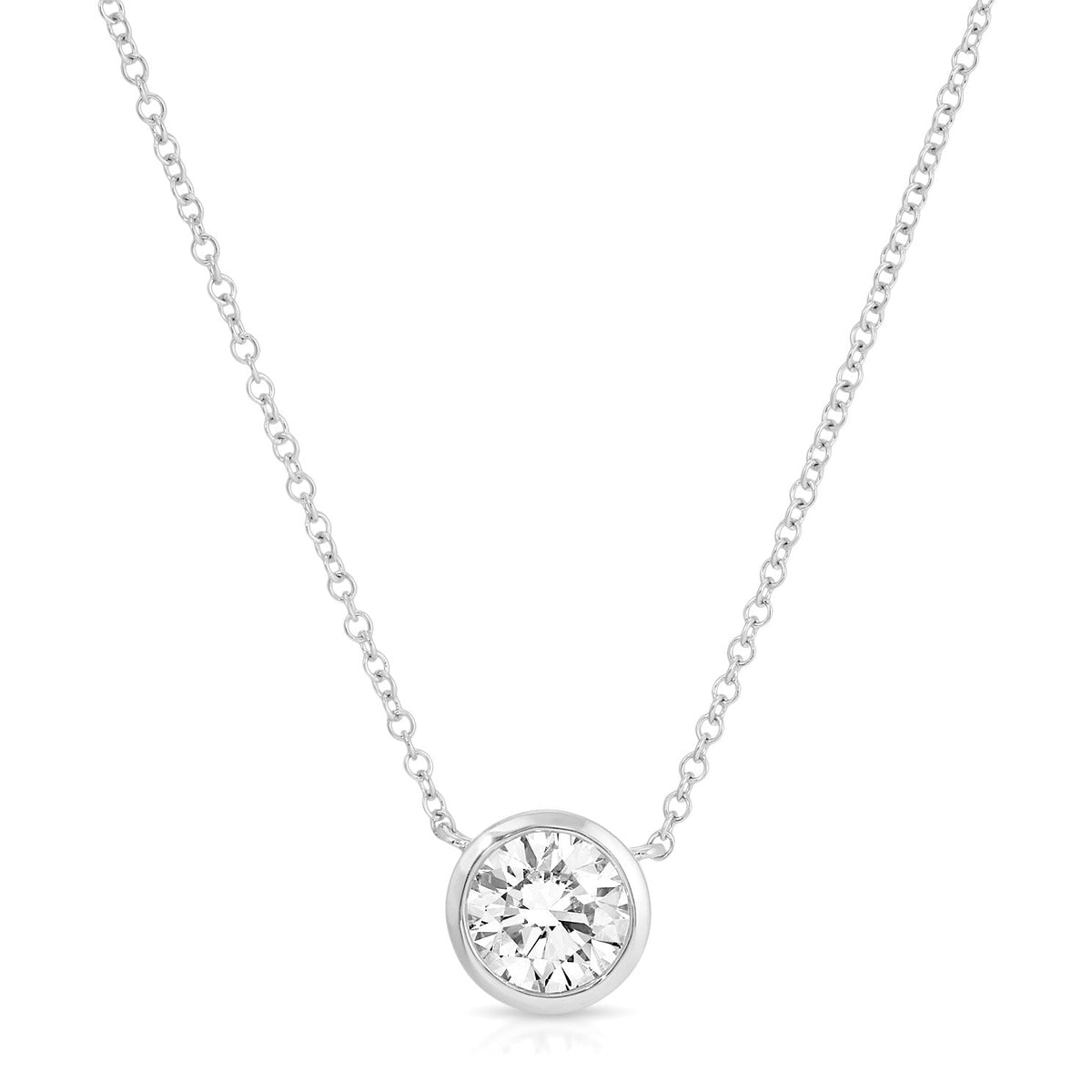 Floating Bezel Set Round Diamond Necklace