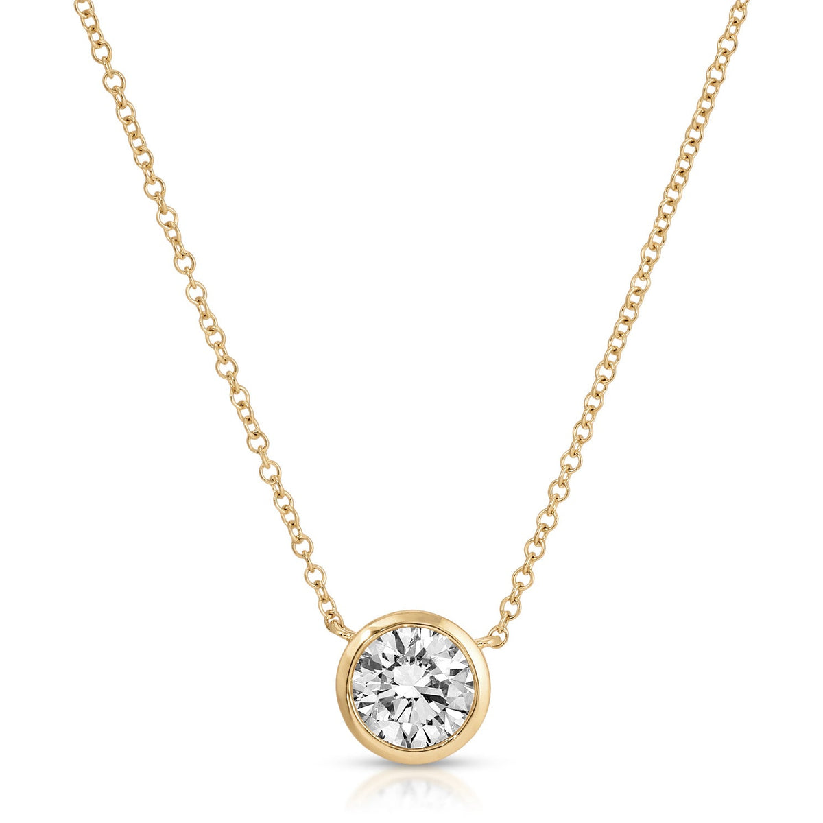 Floating Bezel Set Round Diamond Necklace