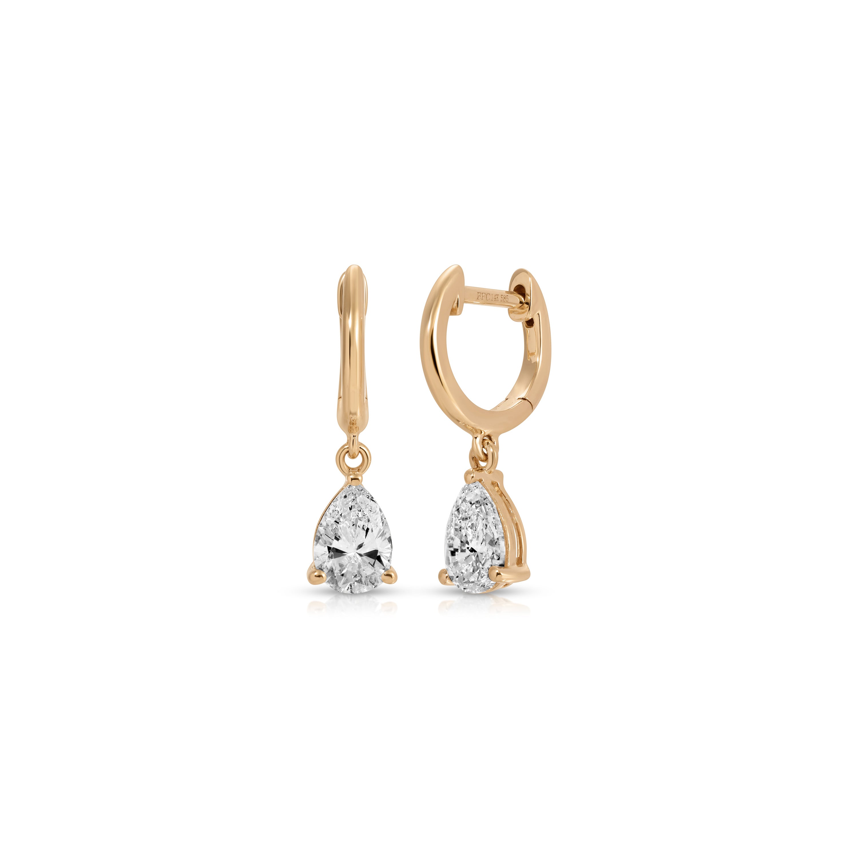 Diamond Pear Drop Huggie Earrings