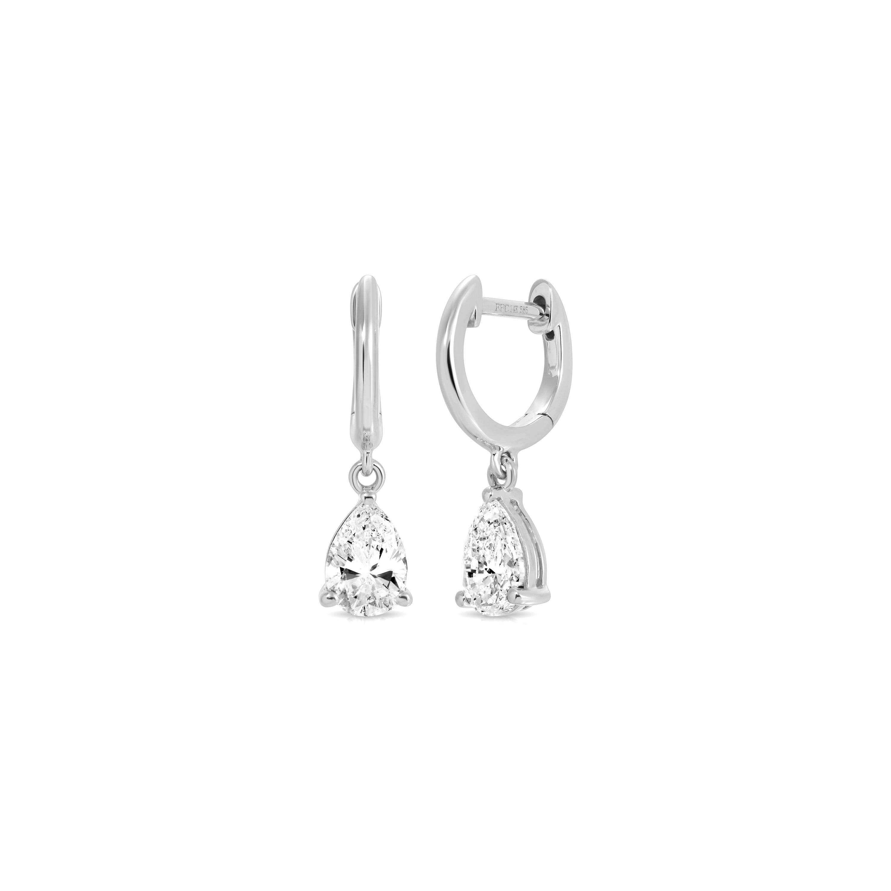 Diamond Pear Drop Huggie Earrings