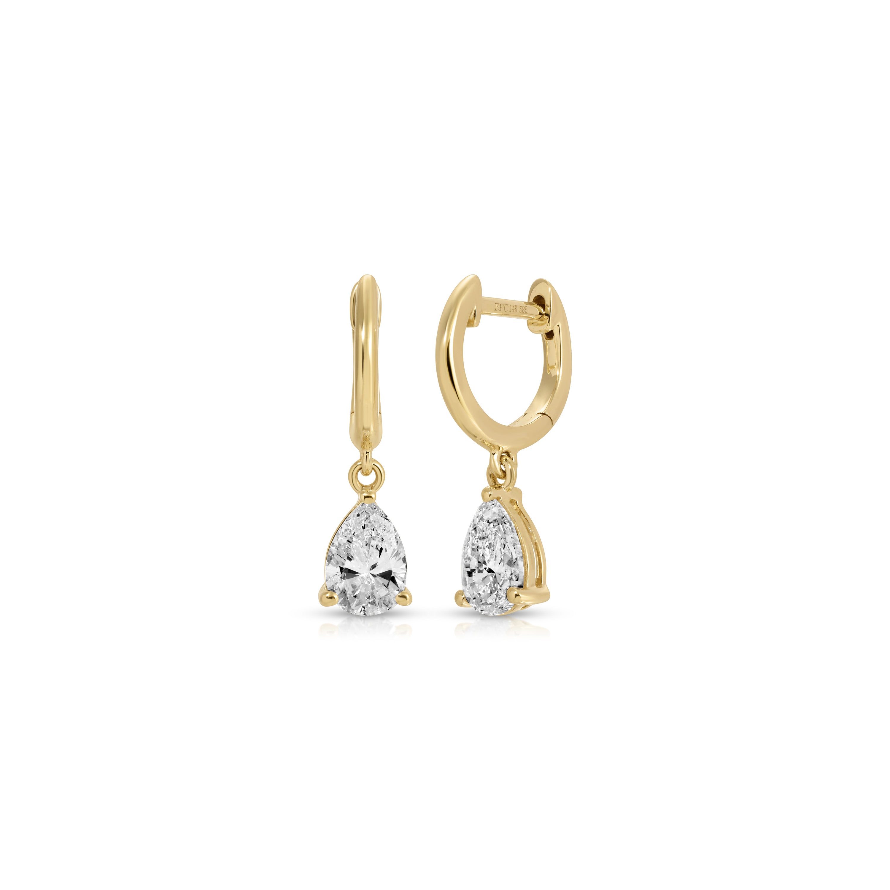Diamond Pear Drop Huggie Earrings