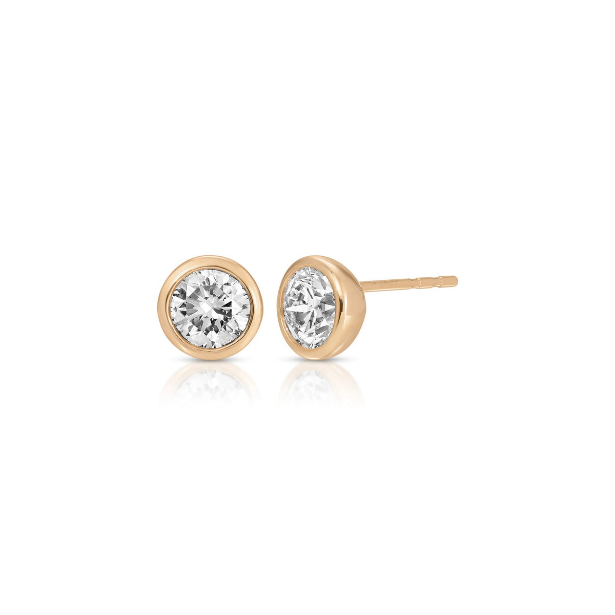 Bezel Set Round Diamond Stud Earrings