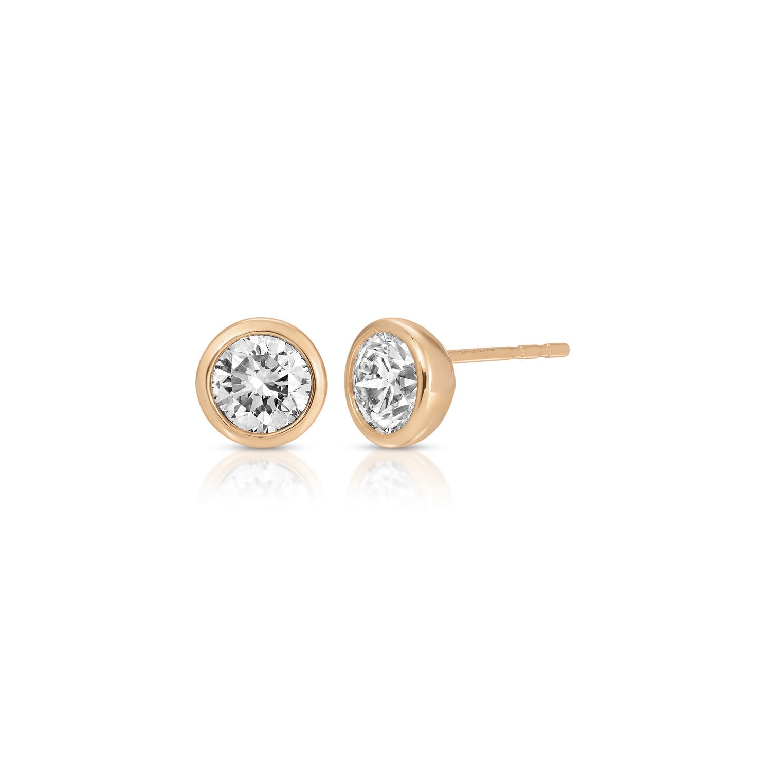 Bezel Set Round Diamond Stud Earrings