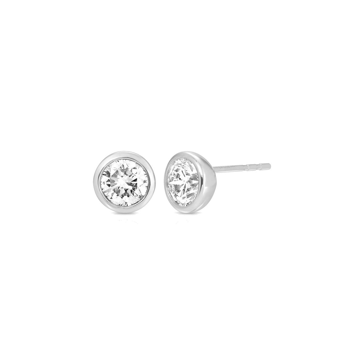 Bezel Set Round Diamond Stud Earrings