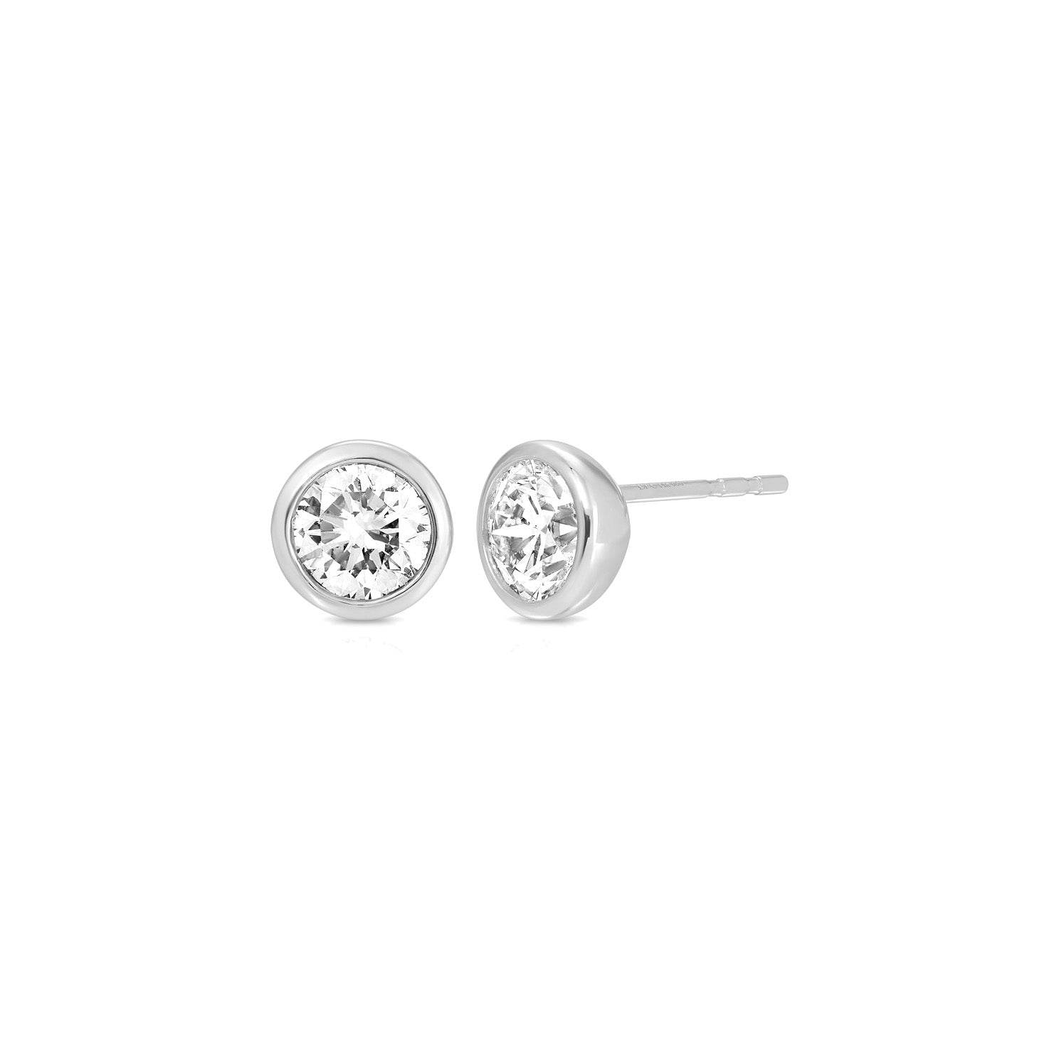 Bezel Set Round Diamond Stud Earrings