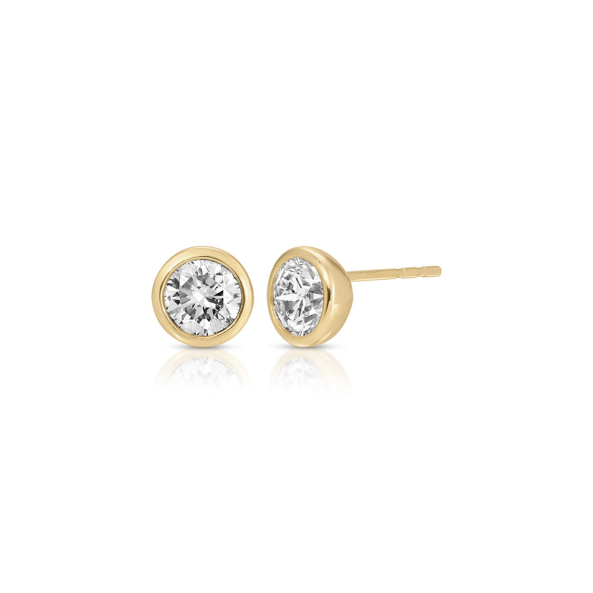 Bezel Set Round Diamond Stud Earrings