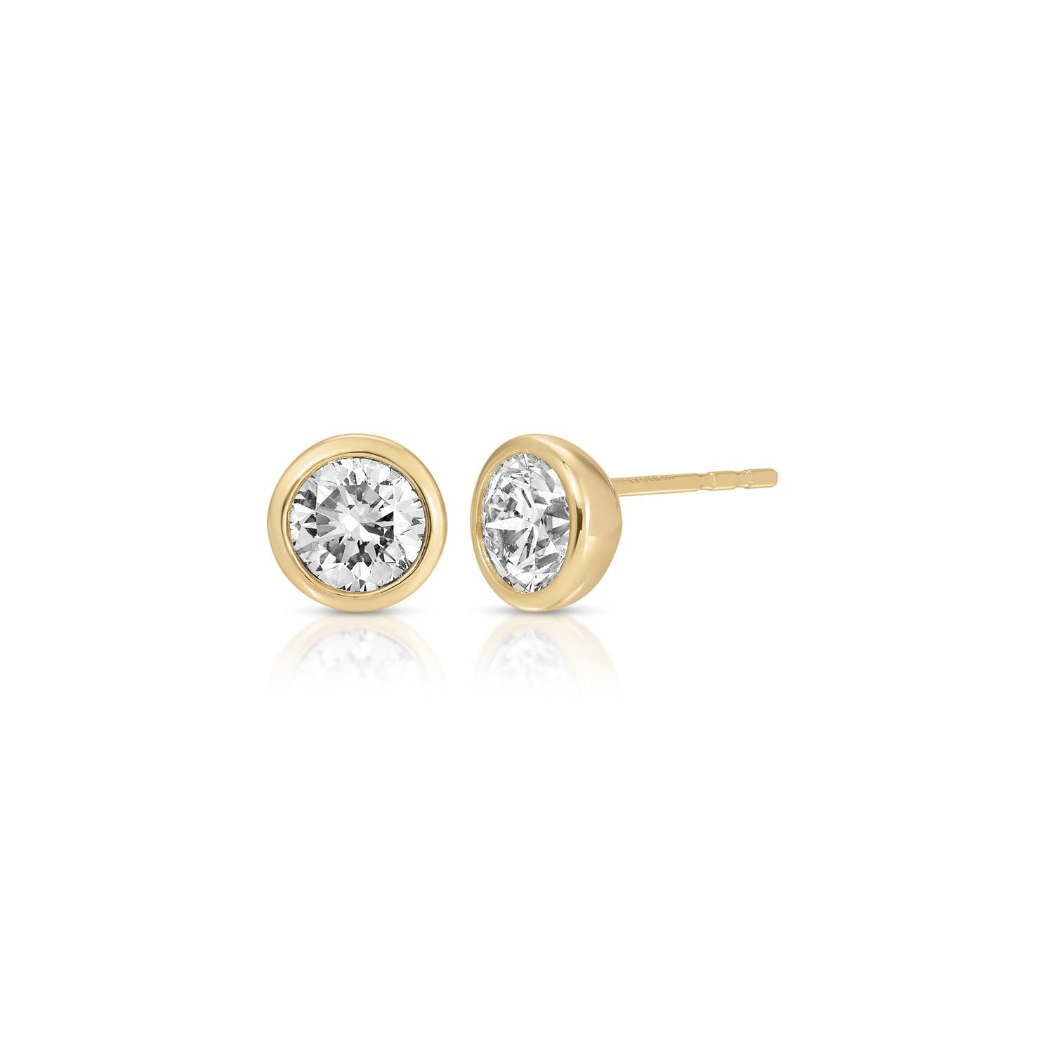 Bezel Set Round Diamond Stud Earrings