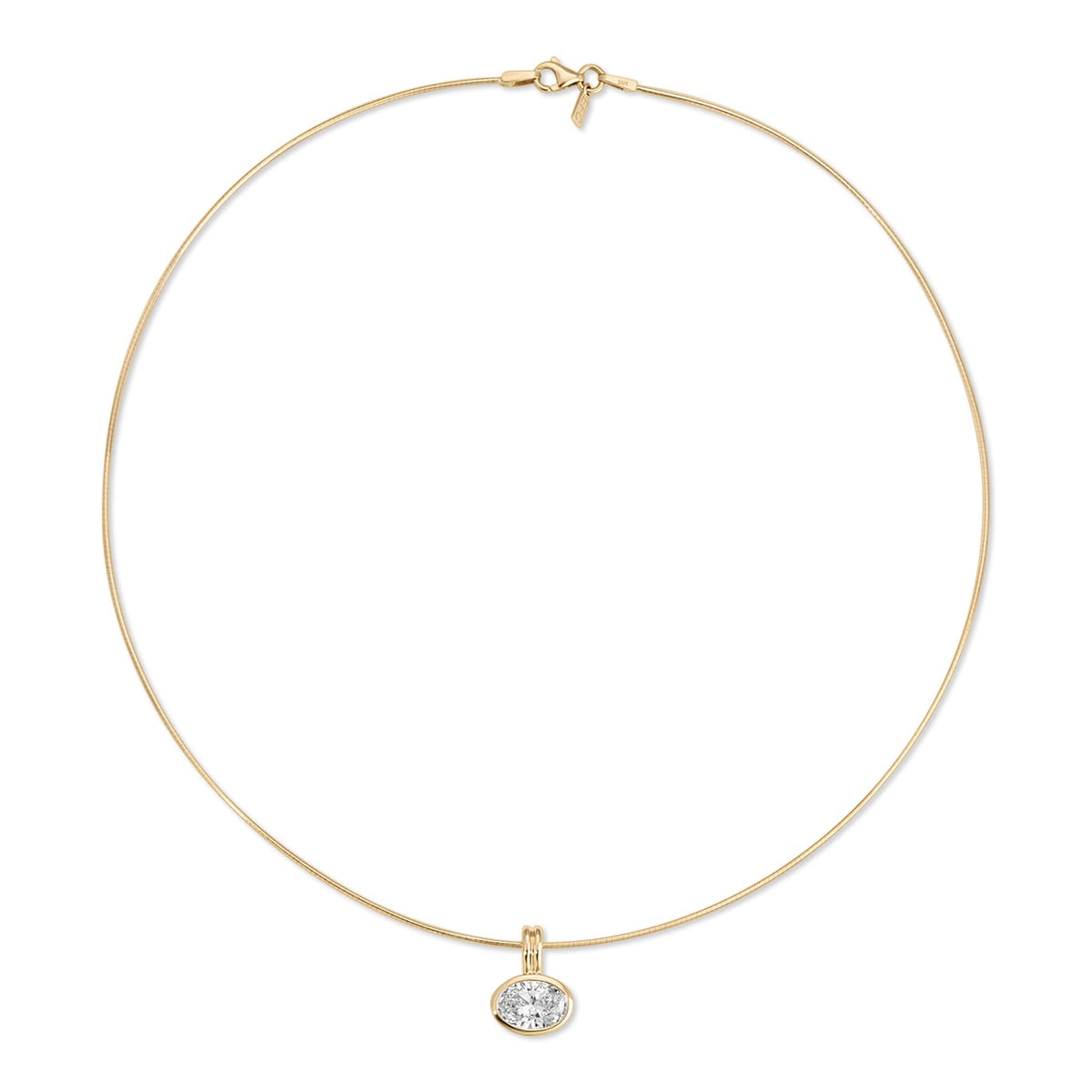 Bezel Set Oval Diamond Omega Necklace
