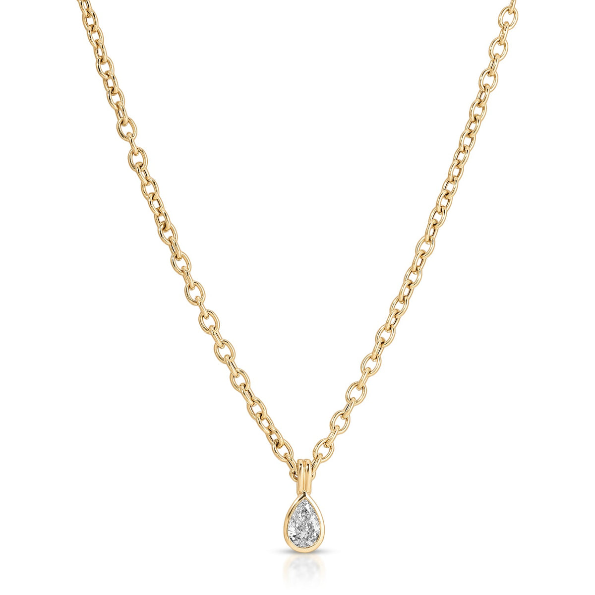Bezel Set Pear Diamond Mini Sienna Chain Necklace