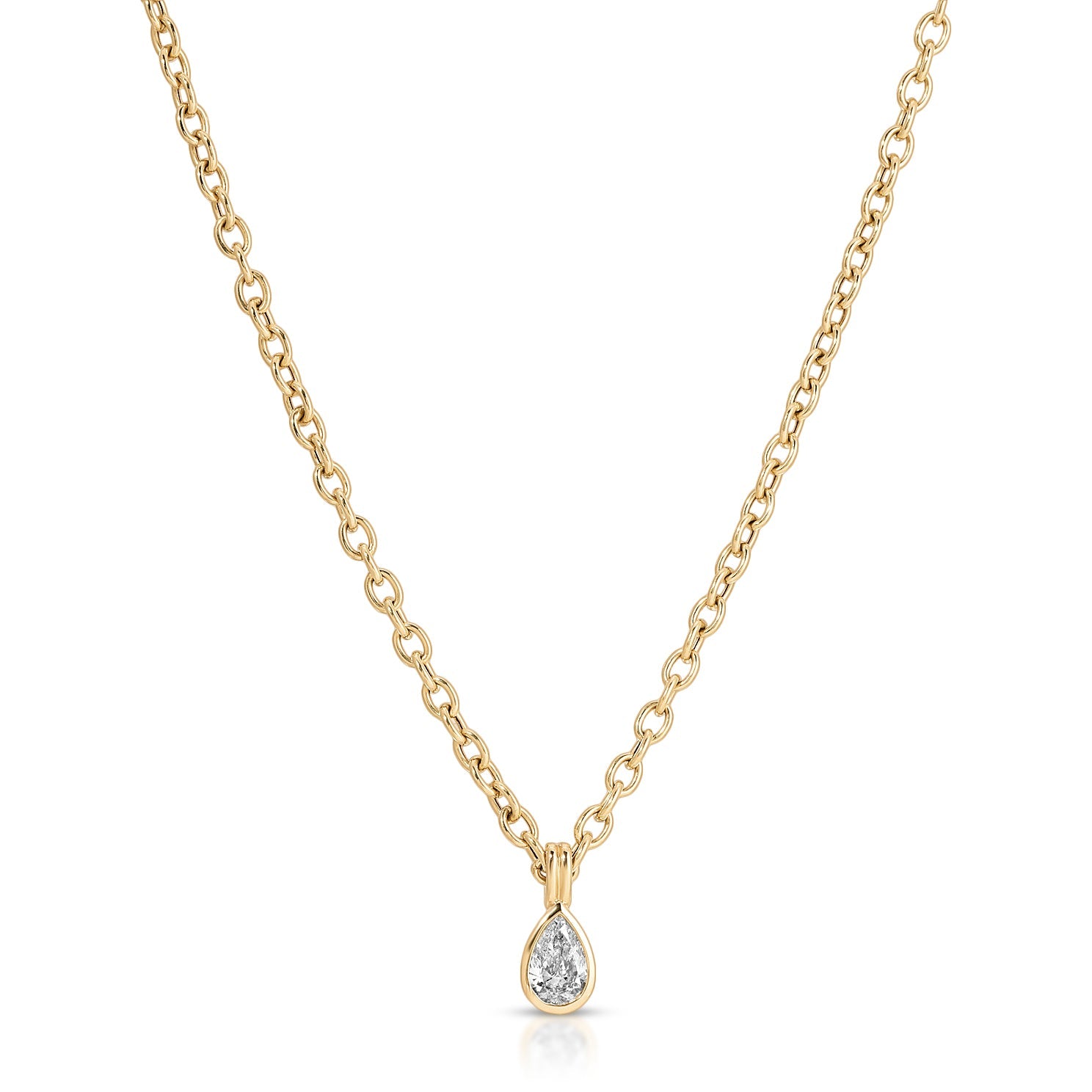 Bezel Set Pear Diamond Mini Sienna Chain Necklace