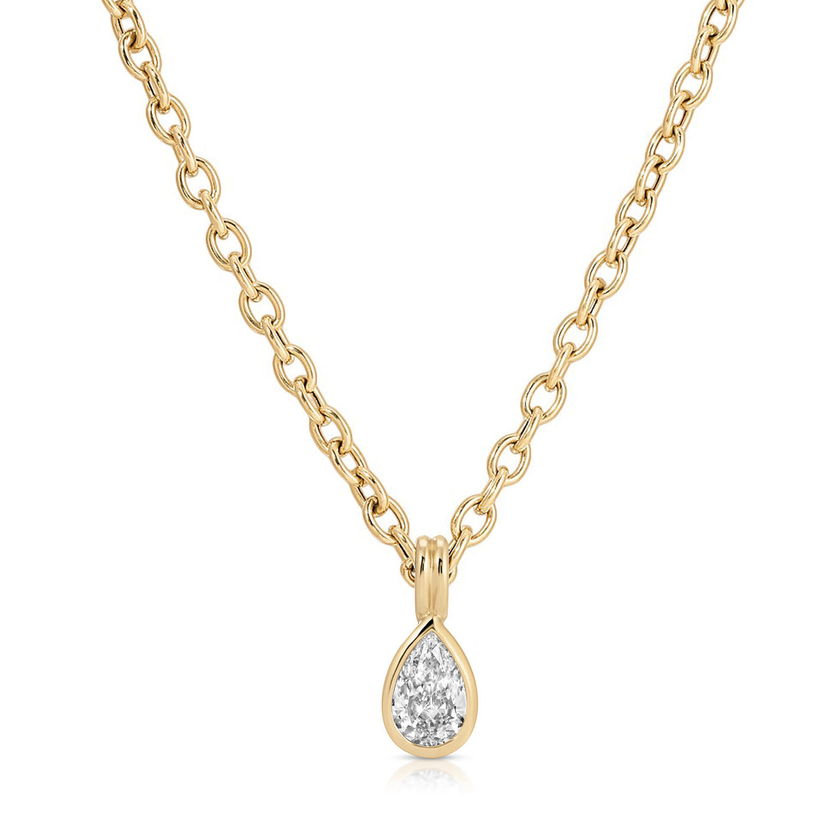 Bezel Set Pear Diamond Mini Sienna Chain Necklace
