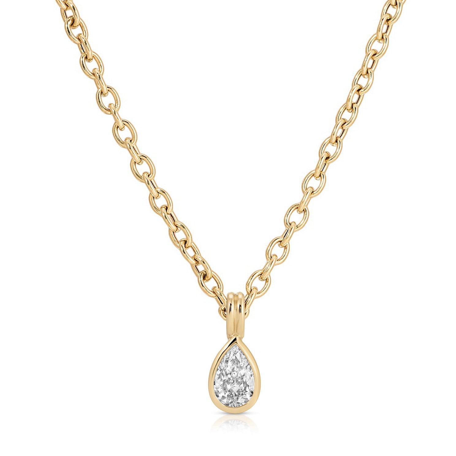 Bezel Set Pear Diamond Mini Sienna Chain Necklace