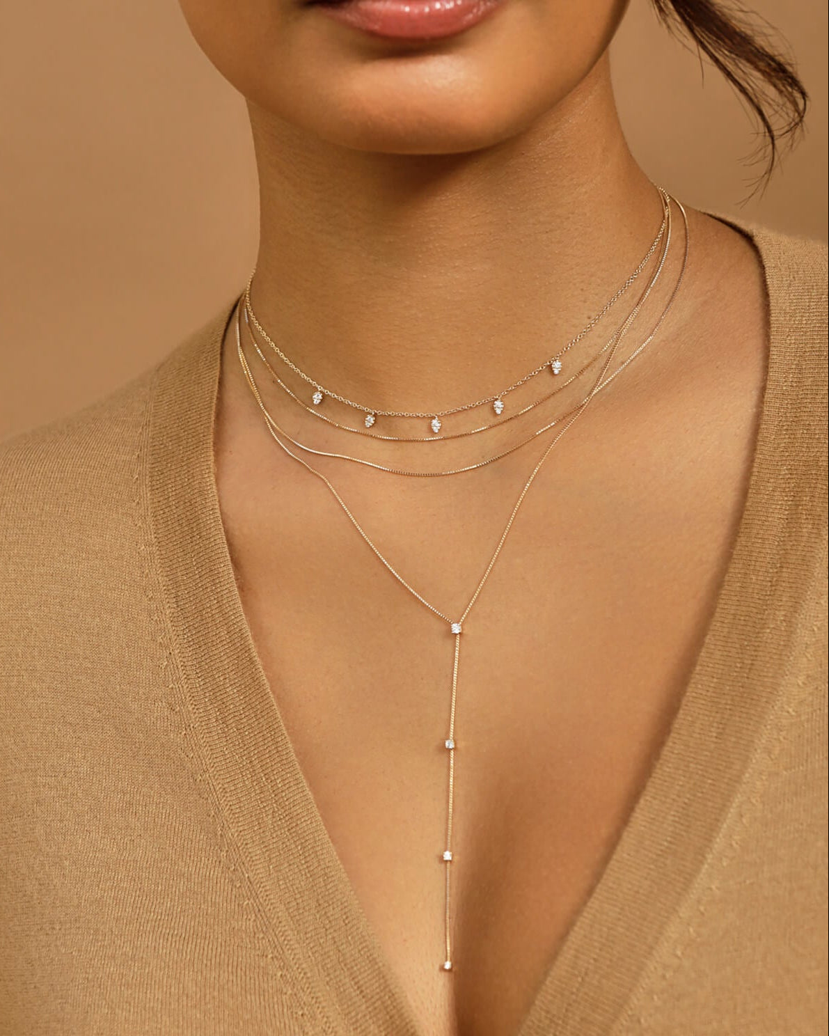 Diamond 5 Teardrop Choker Necklace