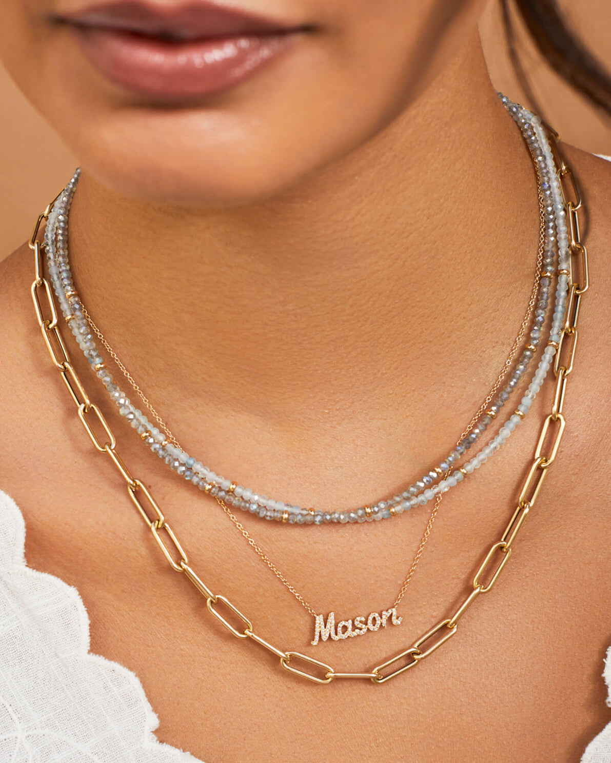Birthstone Bead Necklace In Tanzanite