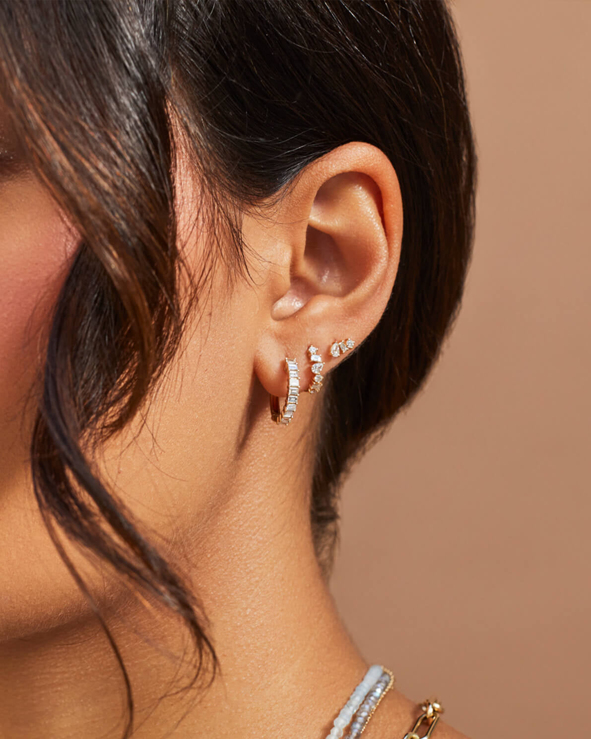 Diamond Multifaceted Mini Huggie Earring