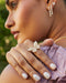 Pavé Diamond Jumbo Butterfly Ring in 14k yellow gold styled on ring of model