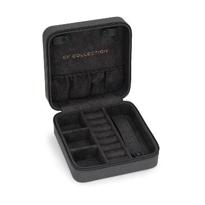 EF Collection grey jewelry travel pouch