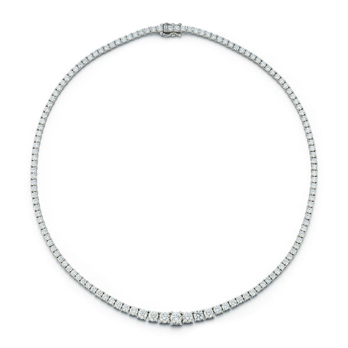 Diamond Riviera Tennis Necklace in 18k white gold with 11.7 carat diamonds