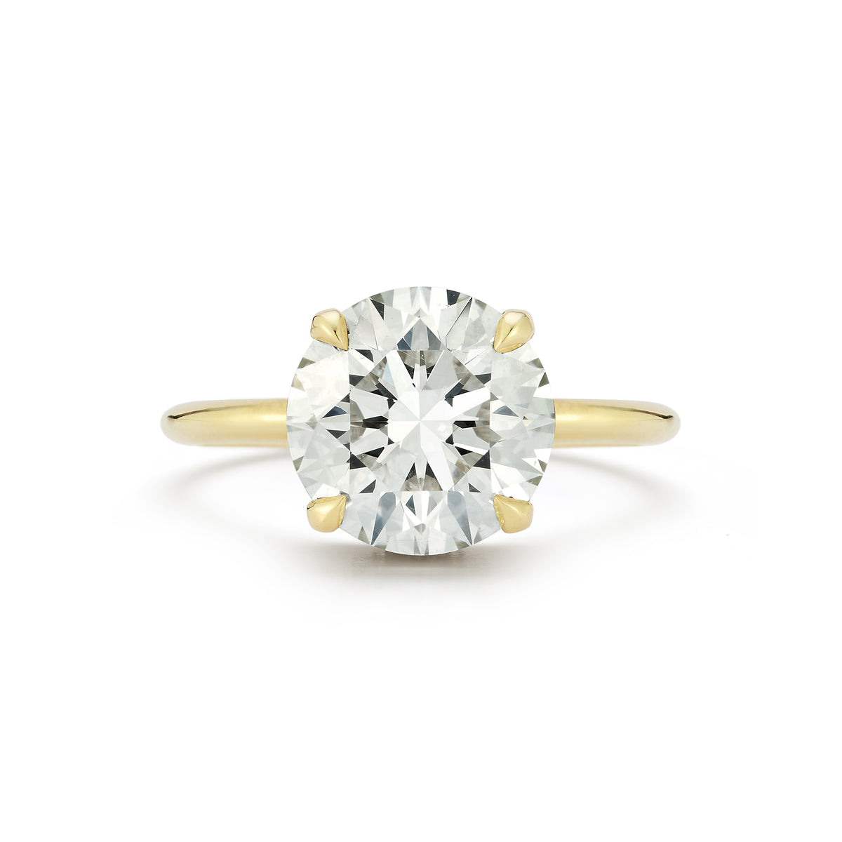 The Lindsay Engagement Ring with round center diamond and yellow gold band
