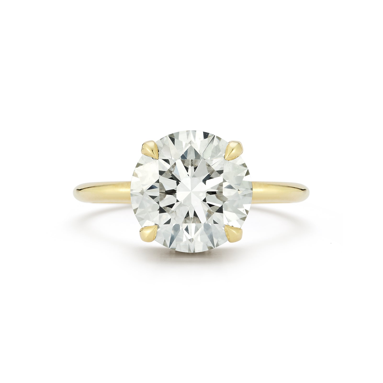 The Lindsay Engagement Ring with round center diamond and yellow gold band