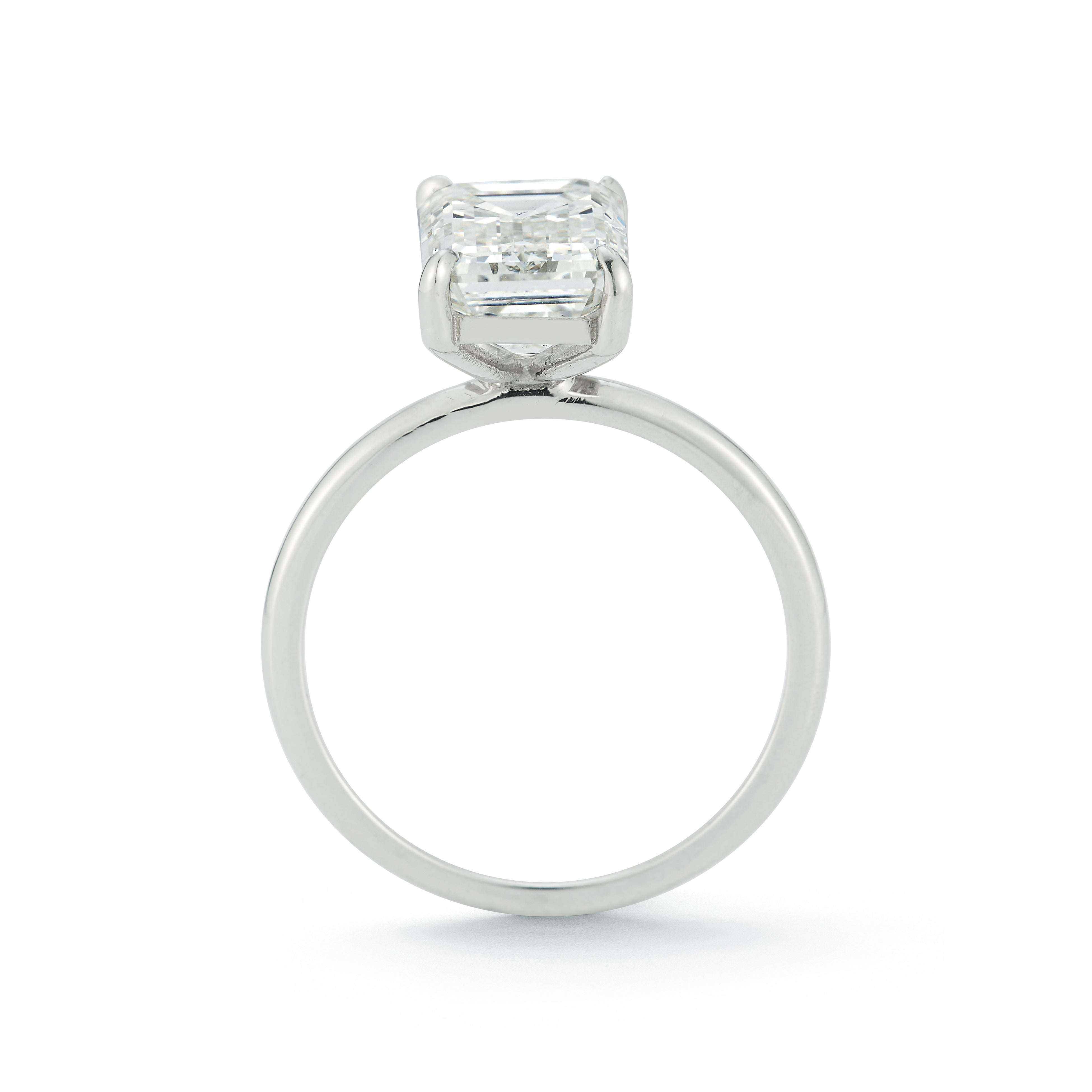 Jamie Engagement Ring with emerald cut center diamond and platinum band