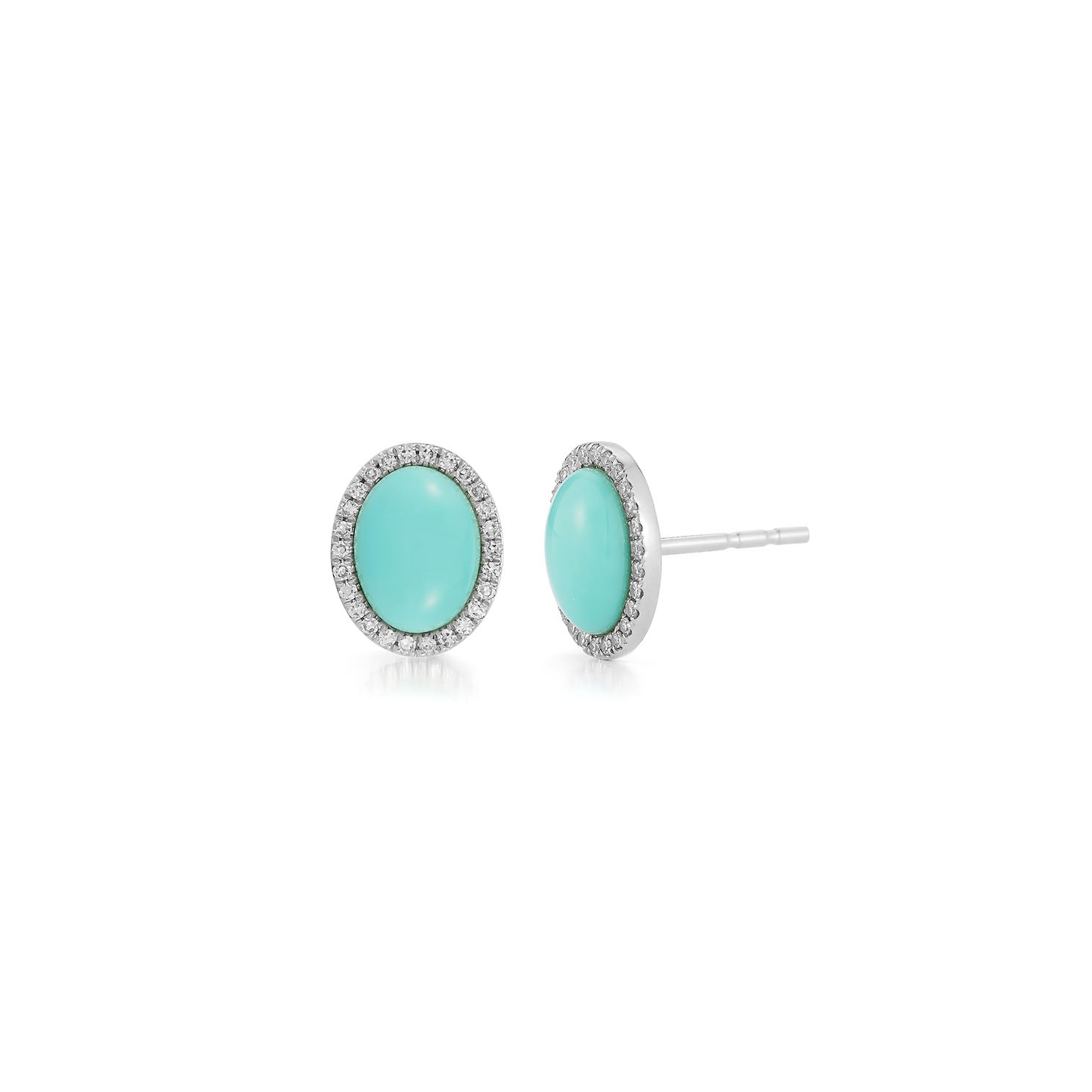 Diamond & Turquoise Cabochon Stud Earrings