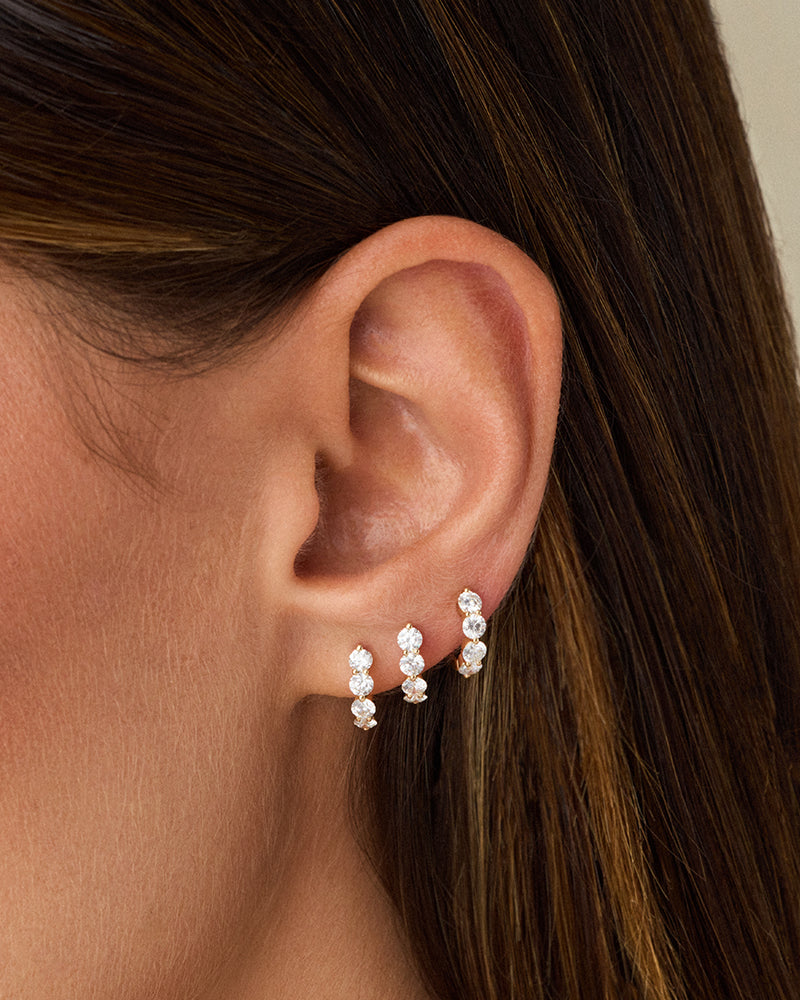 Jumbo Prong Set Diamond Mini Huggie Earring