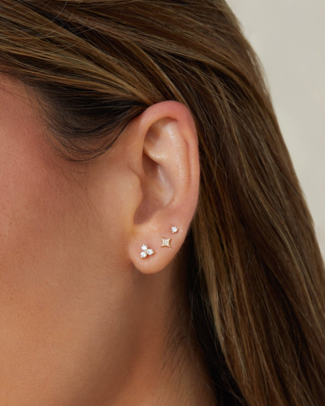 Diamond Trio Stud Earring