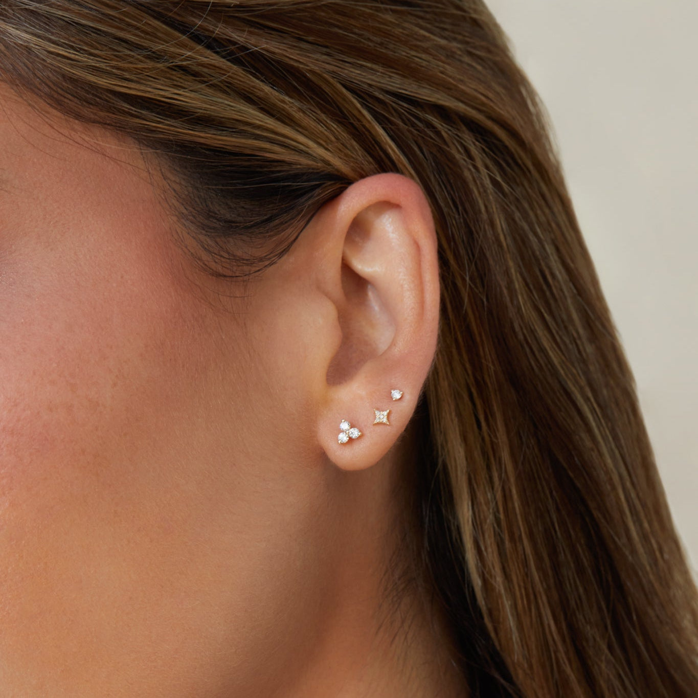 Diamond Trio Stud Earring