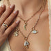 Jumbo Magic Moon Charm, Jumbo Lucky Clover Charm, Jumbo Evil Eye Protection Charm, and Jumbo Magic Mushroom Charm in 14k Yellow Gold, White Gold, and Rose Gold with diamonds