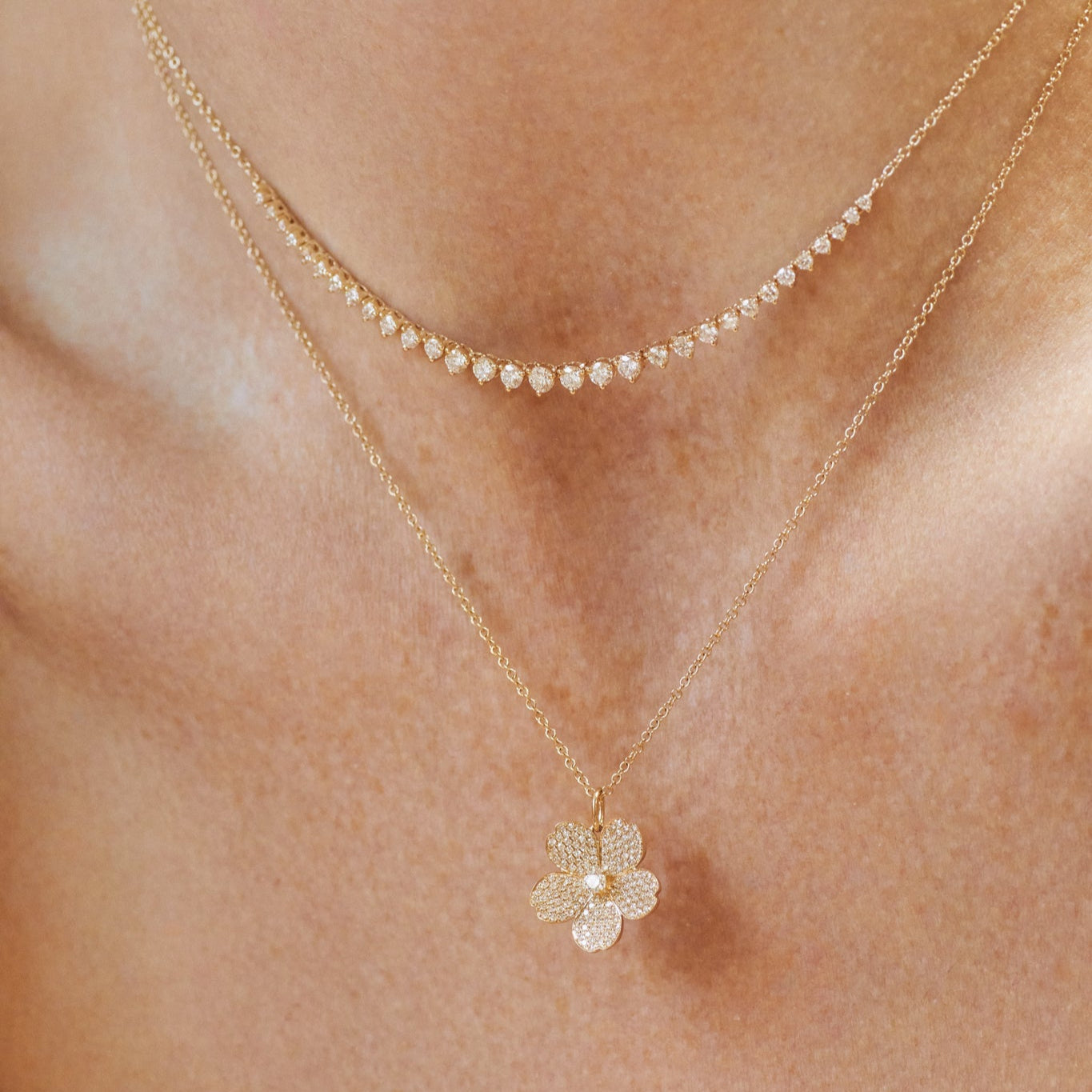 Diamond Cherry Blossom Necklace