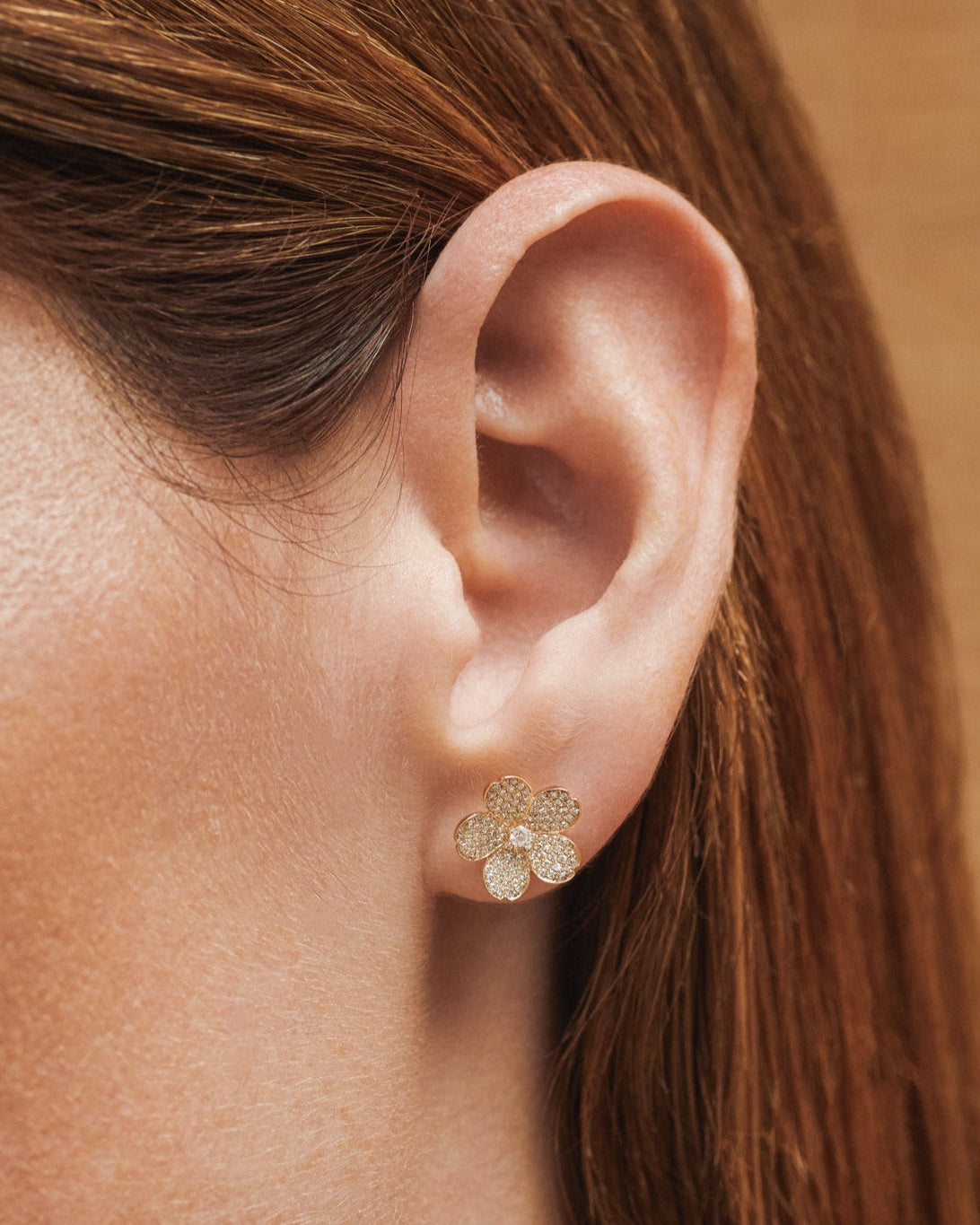 Diamond Cherry Blossom Stud Earrings