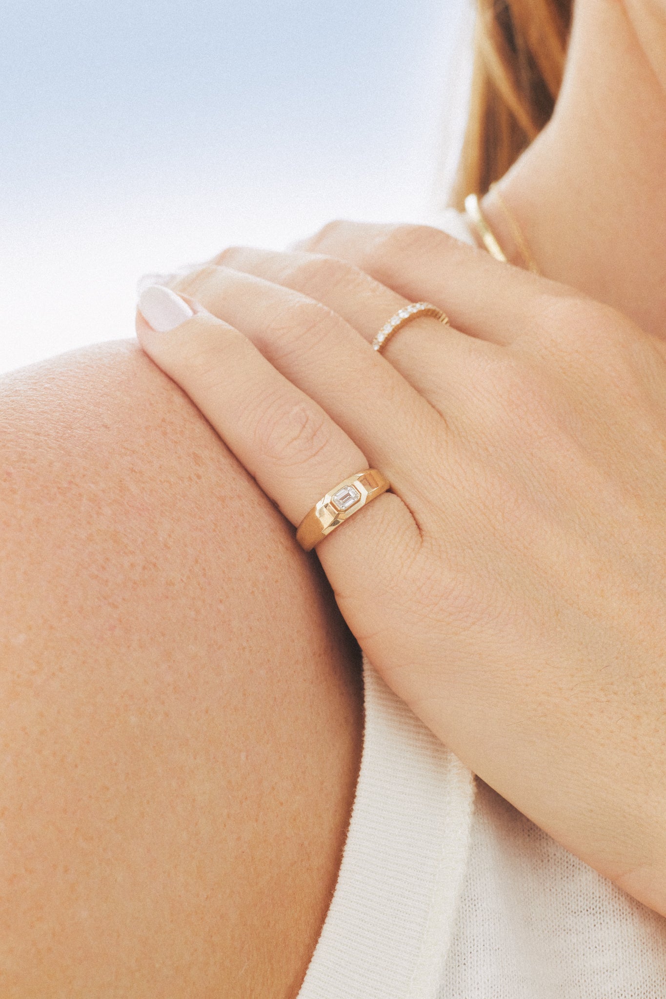 Emerald Cut Diamond Signet Ring