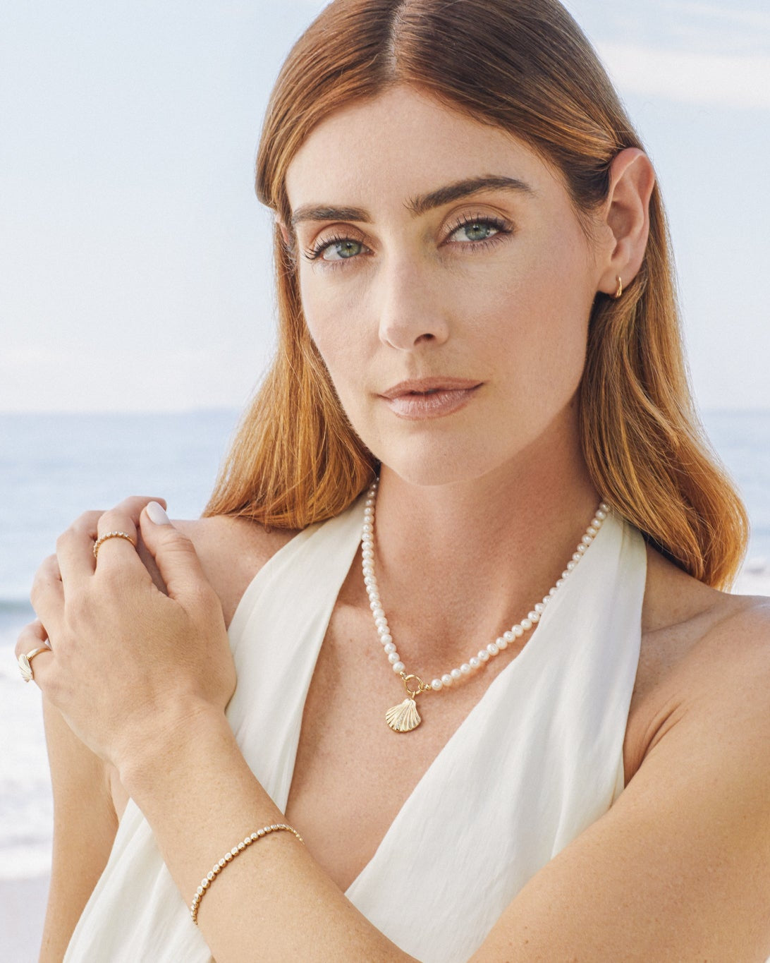 Pearl Enhanced Necklace with Jumbo Shell Charm
