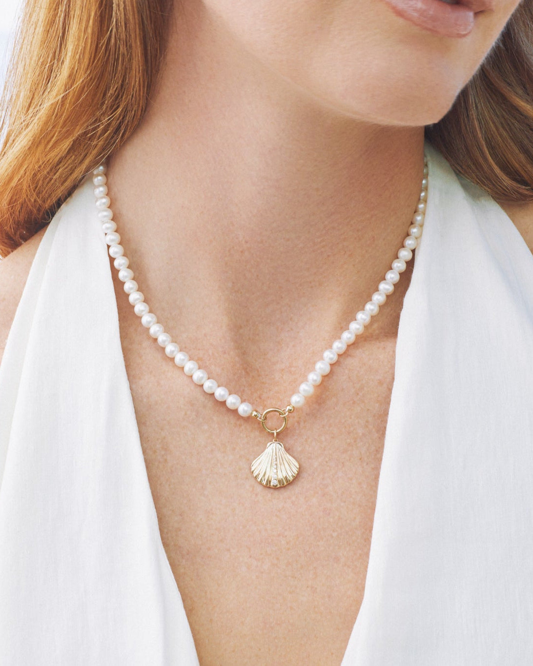 Jumbo Gold and Diamond Shell Charm
