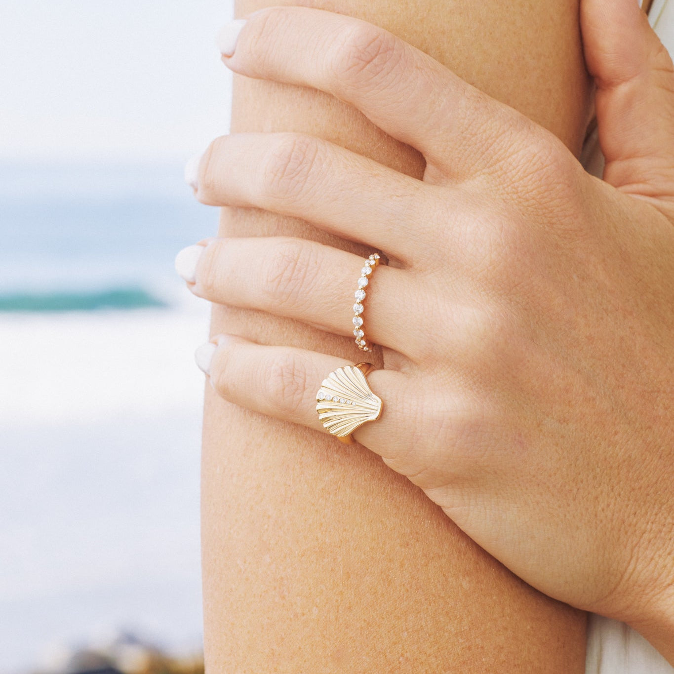 Gold and Diamond Shell Ring