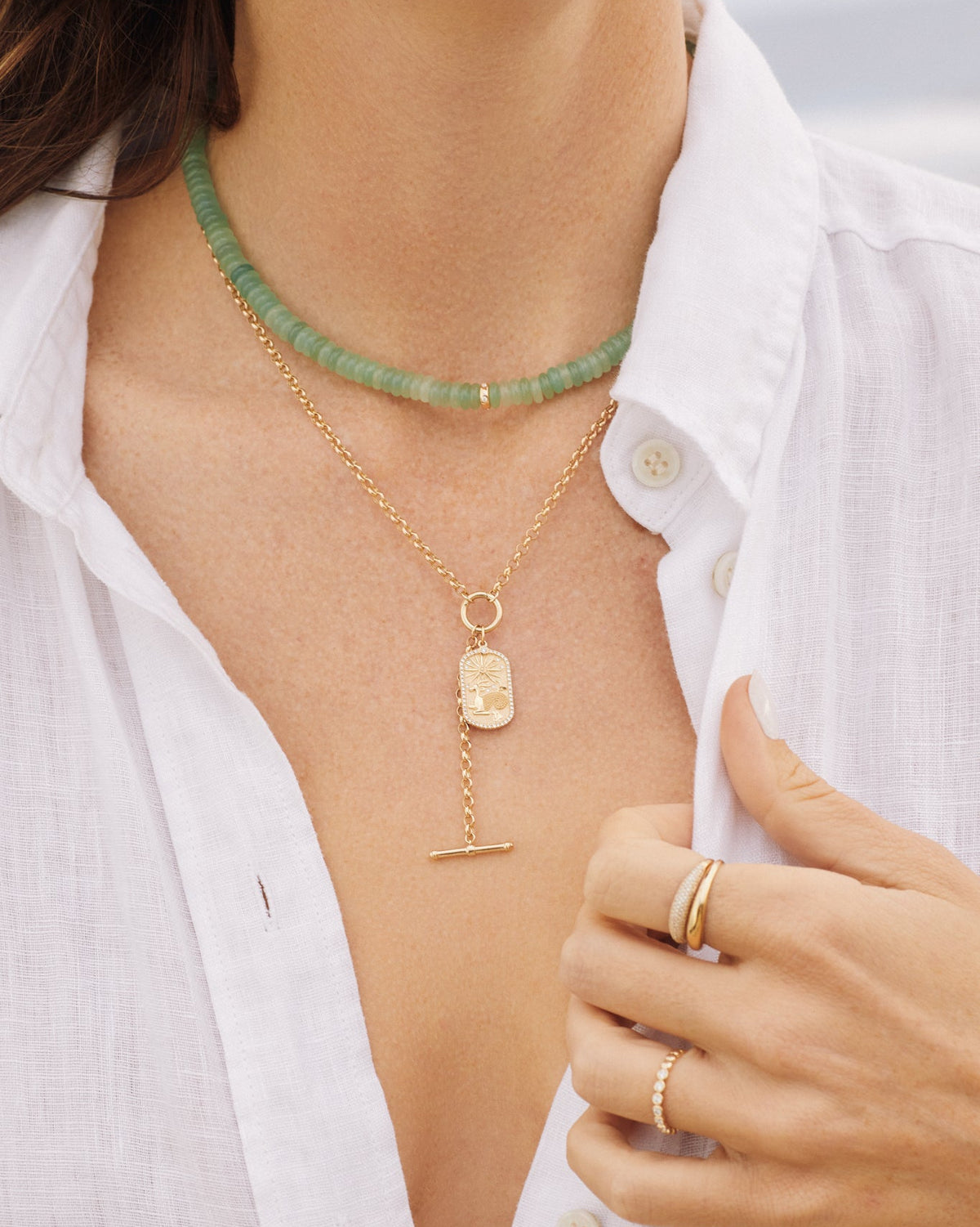 Green Aventurine Rondelle Bead Necklace