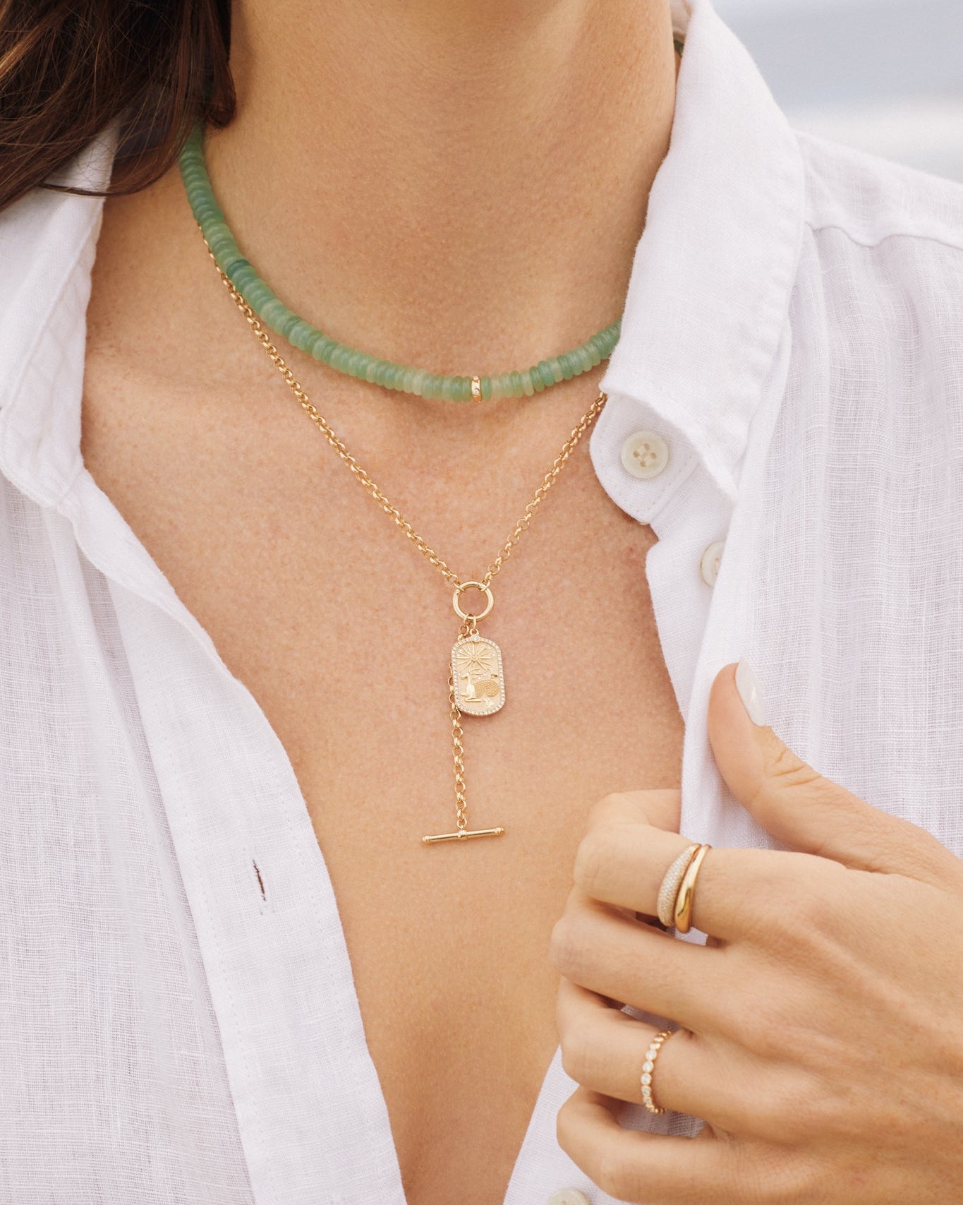 Green Aventurine Rondelle Bead Necklace