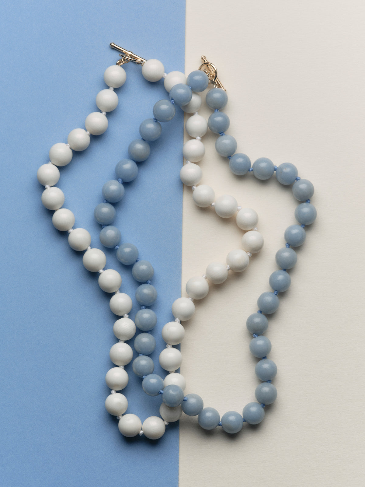 Luna Bead Necklace In White Coral