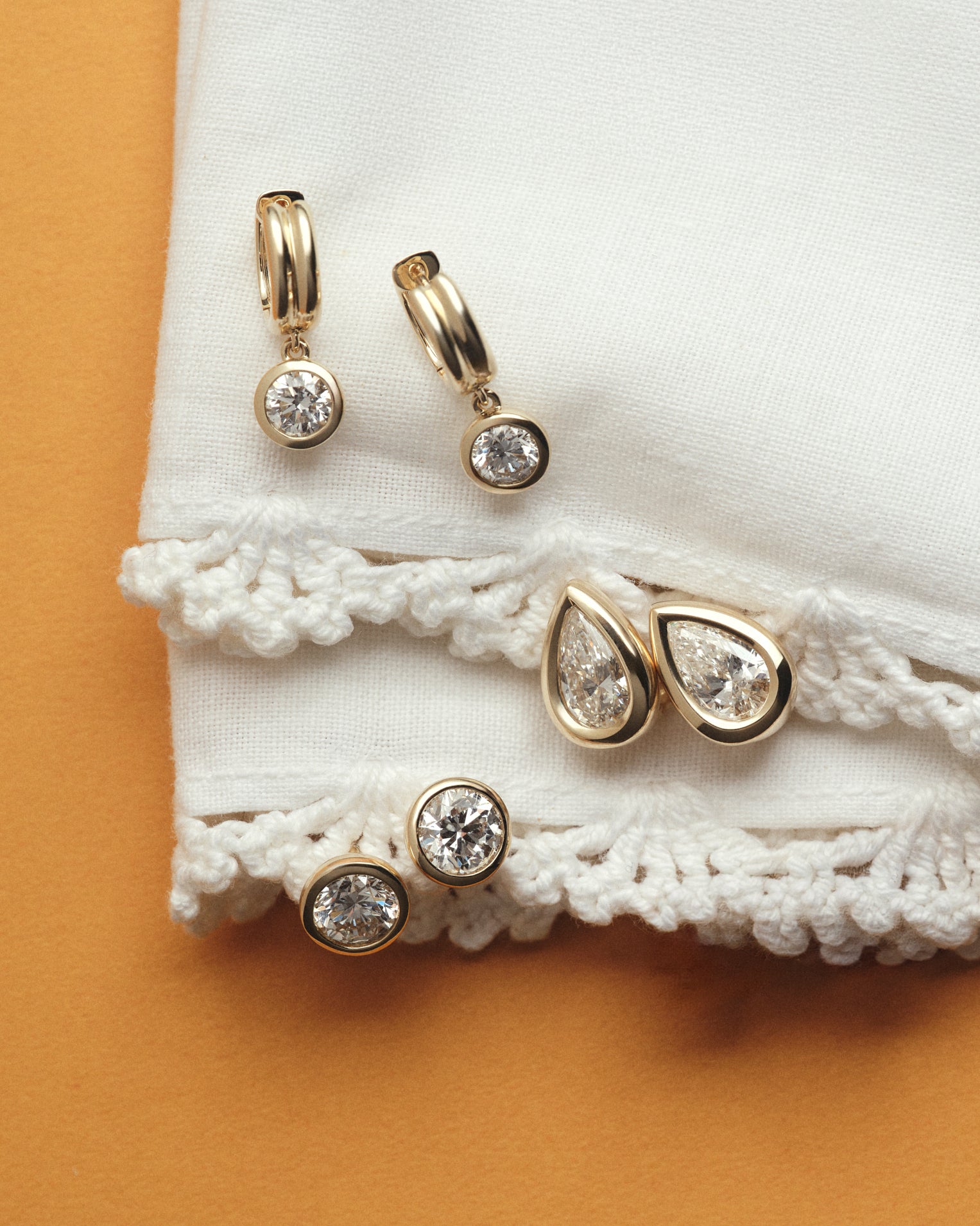 Bezel Set Round Diamond Stud Earrings